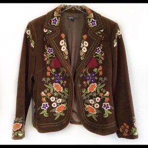 Vintage 70’s look Brown Embroidered Blazer size M